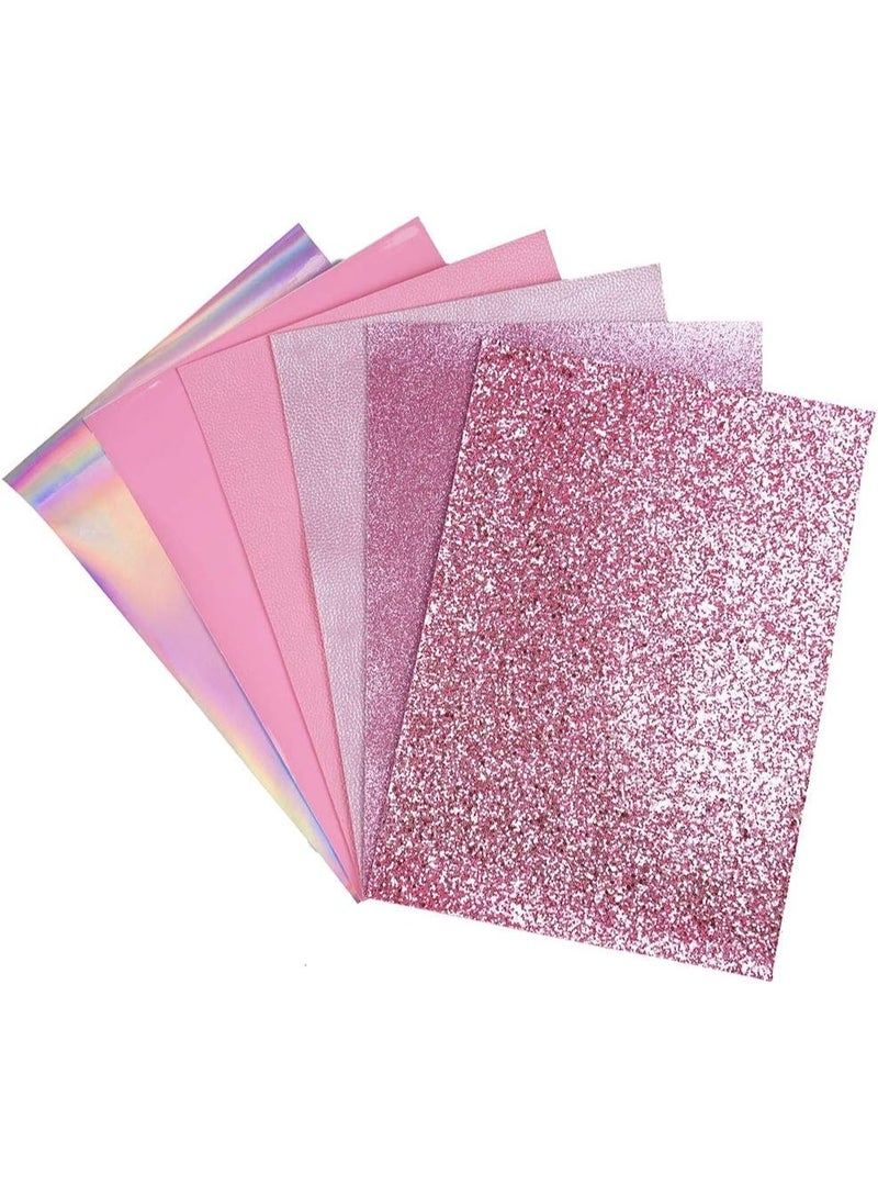 Litchi 6 Pack 8x12 inch Faux Leather Sheets for Bow Earring, Easy to Cut Vinyl Fabric for Cricut, Durable Fade Resistant Leatherette Without Smell, Pink - Image 4